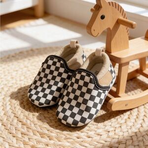 Vans Black and White Checkered Kids Slippers